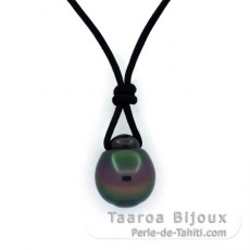 Collar de Cuero y 1 Perla de Tahiti Semi-Barroca B 10.4 mm