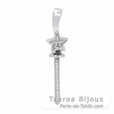 Colgante de Plata Rodiada para 1 Perla de 8 a 14 mm