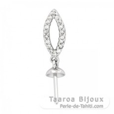 Colgante de Plata Rodiada para 1 Perla de 8 a 14 mm