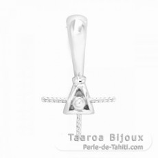 Colgante de Plata Rodiada para 3 Perlas de 8 a 12 mm