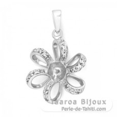 Colgante de Plata Rodiada para 1 Perla de 6 a 9 mm
