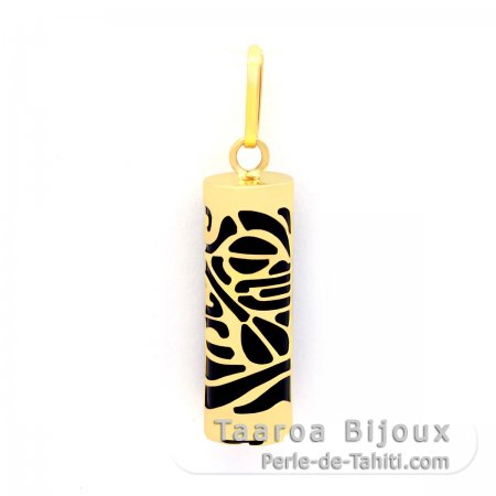 Colgante de Oro 18K y gata Negra  - 17 mm - Piroguier