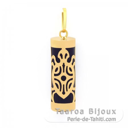 Colgante de Oro 18K y gata Negra  - 21 mm - Tortuga