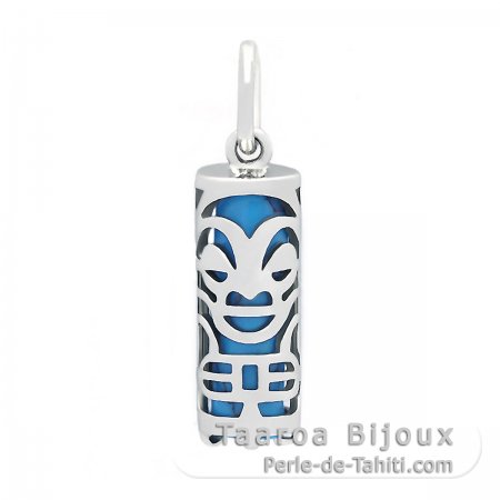 Tiki en Argent et Turquoise - 15 mm - Sant