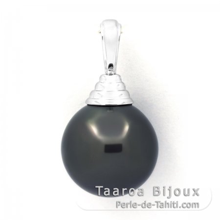 Colgante de Plata y 1 Perla de Tahiti Redonda C 12.7 mm