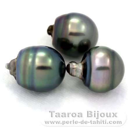 Lote de 3 Perlas de Tahiti Anilladas C de 11.9 a 12.2 mm
