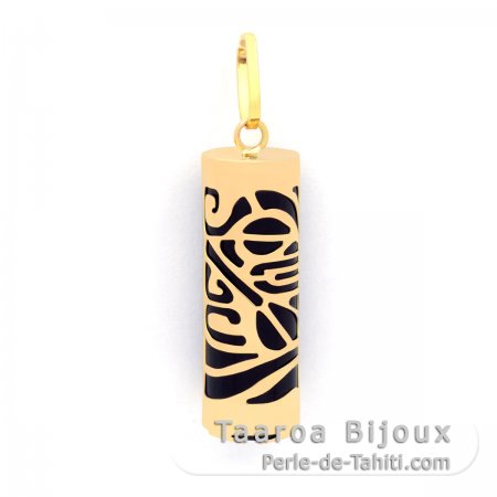 Colgante de Oro 18K y gata Negra  - 21 mm - Piroguier