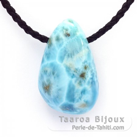 Collar de Algodn y 1 Larimar - 38 x 23 x 18 mm - 26.3 gr