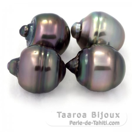 Lote de 4 Perlas de Tahiti Anilladas C de 13 a 13.1 mm