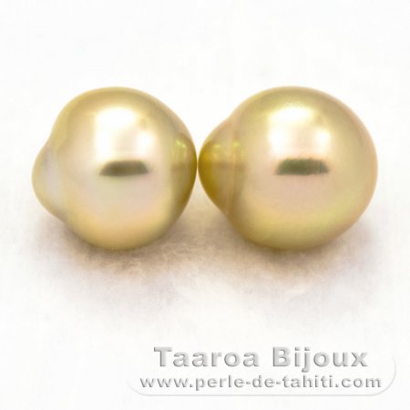Lote de 2 Perlas de Australia Semi-Barrocas C de 12.1 y 12.2 mm
