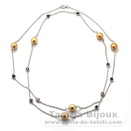 Collar de Plata y 6 Perlas de Australia Semi-Barrocas C 8.6 à 8.9 mm