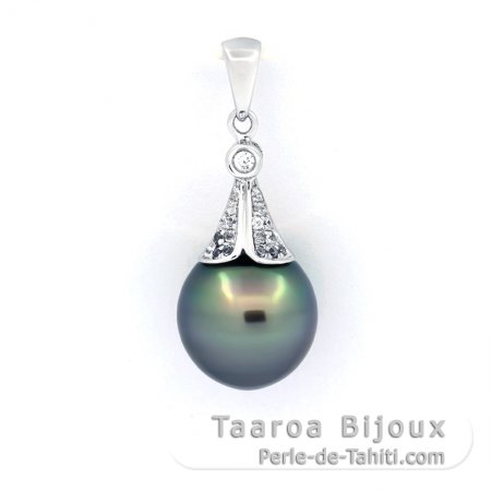 Colgante de Plata y 1 Perla de Tahiti Semi-Barroca B 10.6 mm
