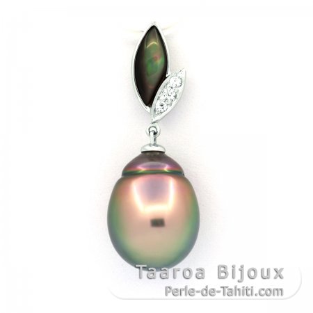 Pingente em Prata e 1 Prola do Tahiti Semi-Barroca B 11.7 mm