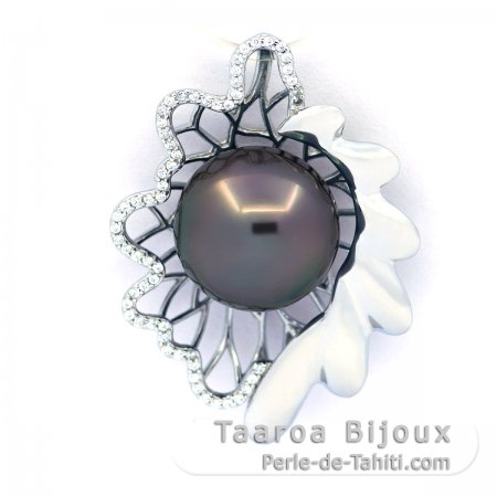 Colgante de Plata y 1 Perla de Tahiti Semi-Barroca B 12.7 mm