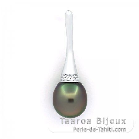 Colgante de Plata y 1 Perla de Tahiti Semi-Barroca B 10 mm