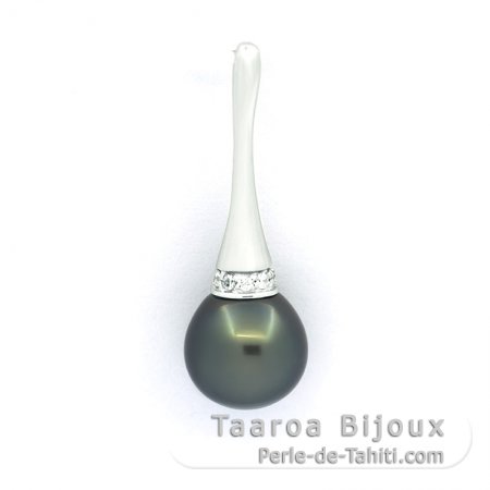 Colgante de Plata y 1 Perla de Tahiti Semi-Barroca B/C 10.3 mm