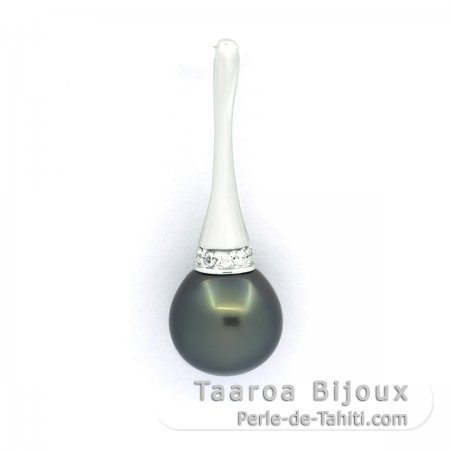 Colgante de Plata y 1 Perla de Tahiti Semi-Barroca B/C 10.3 mm