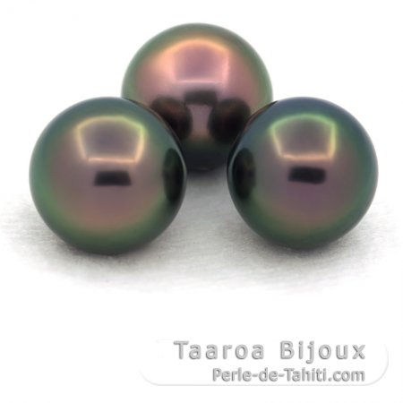 Lote de 3 Perlas de Tahiti Semi-Redondas C de 11 a 11.3 mm