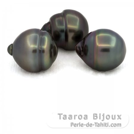 Lote de 3 Perlas de Tahiti Anilladas C de 11.5 a 11.8 mm