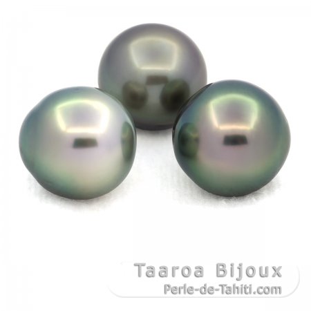 Lote de 3 Perlas de Tahiti Semi-Barrocas C de 12 a 12.4 mm