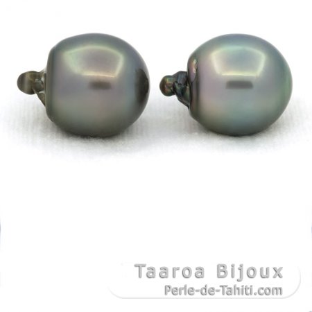 Lote de 2 Perlas de Tahiti Semi-Barrocas C 13.5 y 13.7 mm