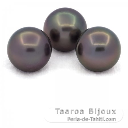 Lote de 3 Perlas de Tahiti Semi-Redondas C de 12.6 a 12.8 mm