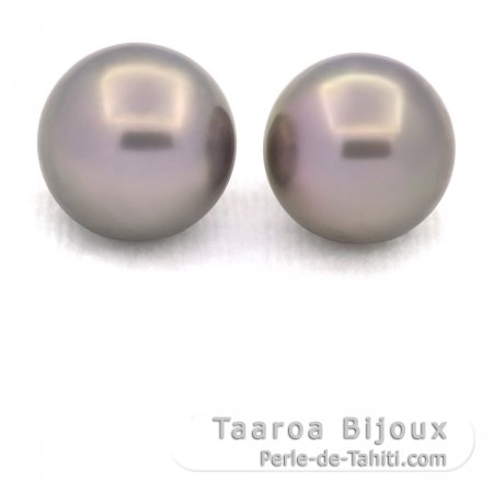 Lote de 2 Perlas de Tahiti Redondas C 12 mm