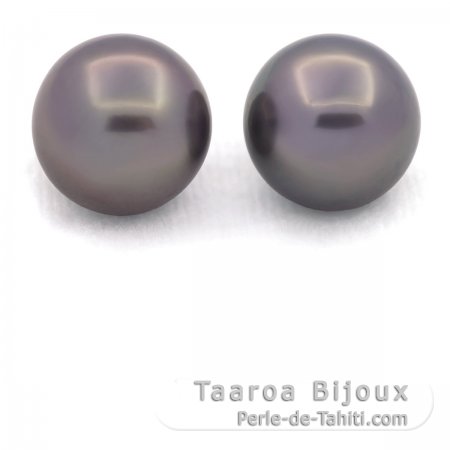 Lote de 2 Perlas de Tahiti Redondas C 12 mm