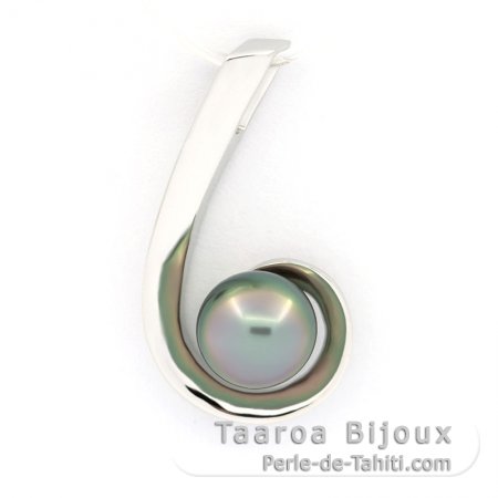Colgante de Plata y 1 Perla de Tahiti Redonda C 8.5 mm