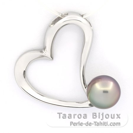 Colgante de Plata y 1 Perla de Tahiti Semi-Barroca B 9.2 mm