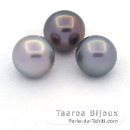 Lote de 3 Perlas de Tahiti Semi-Redondas C de 12 a 12.3 mm