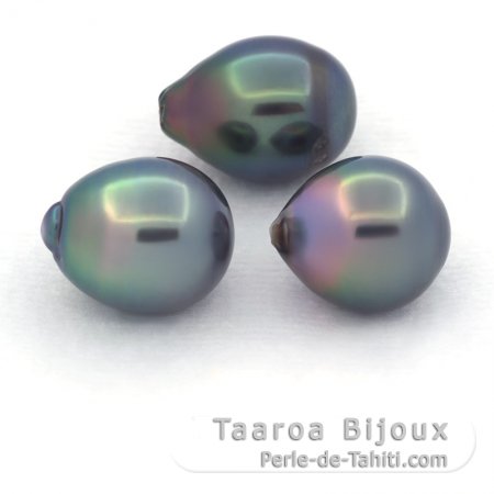 Lote de 3 Perlas de Tahiti Semi-Barrocas C de 11 a 11.3 mm