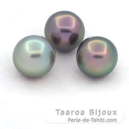 Lote de 3 Perlas de Tahiti Semi-Barrocas B 10.8 mm