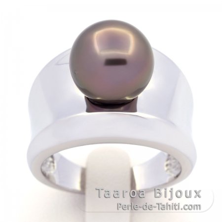 Anillo de Plata y 1 Perla de Tahiti Redonda B 10.8 mm