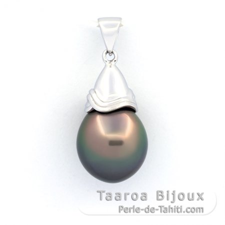 Colgante de Plata y 1 Perla de Tahiti Semi-Barroca B 11.8 mm