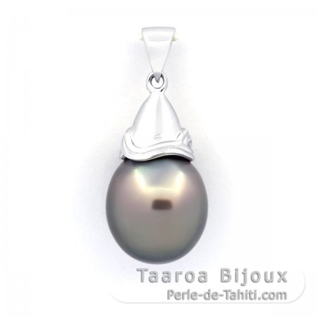 Colgante de Plata y 1 Perla de Tahiti Semi-Barroca B/C 12 mm