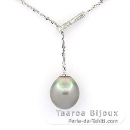 Collar de Plata y 1 Perla de Tahiti Semi-Barroca C 13.5 mm