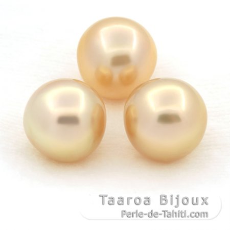 Lote de 3 Perlas de Australia Semi-Barrocas C de 11 a 11.2 mm