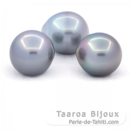 Lote de 3 Perlas de Tahiti Semi-Barrocas C de 13.6 a 13.8 mm