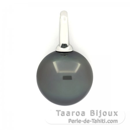 Colgante de Oro blanco 18Kl y 1 Perla de Tahiti Redonda B 14.1 mm