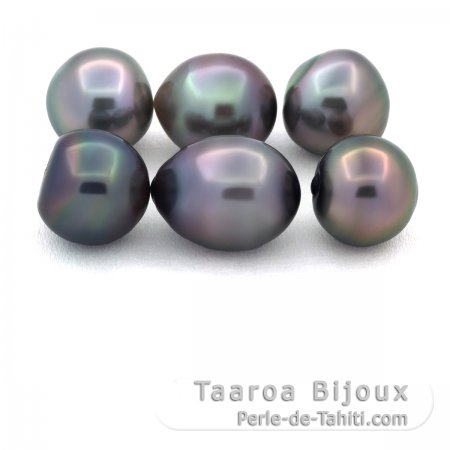 Lote de 6 Perlas de Tahiti Semi-Barrocas B de 10 a 10.3 mm