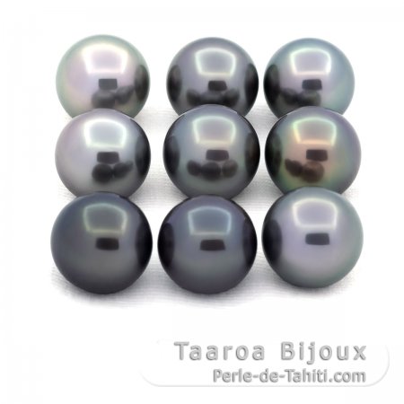 Lote de 9 Perlas de Tahiti Redondas C de 10.6 a 10.9 mm
