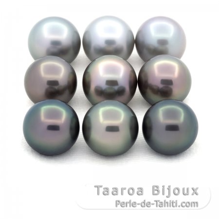 Lote de 9 Perlas de Tahiti Redondas C de 11.5 a 11.9 mm