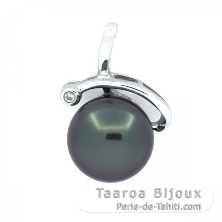 Colgante de Plata y 1 Perla de Tahiti Semi-Barroca B 10 mm