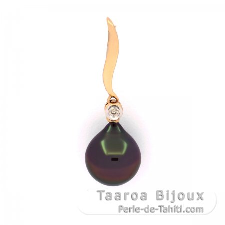 Colgante de Oro 14Kl + 1 Diamante y 1 Perla de Tahiti Semi-Barroca A 9.1 mm