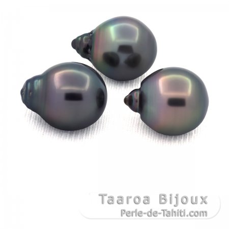 Lot von 3 Semi Barocke TahitiPerlen C 12.2 mm