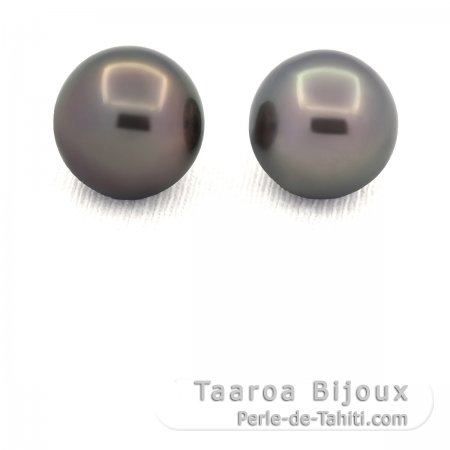 Lote de 2 Perlas de Tahiti Redondas C/D 12.8 mm