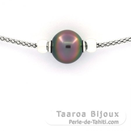 Pulsera de Plata y 1 Perla de Tahiti Semi-Redonda B 11.3 mm