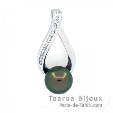 Colgante de Plata y 1 Perla de Tahiti Redonda C 8 mm