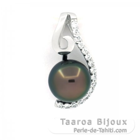 Colgante de Plata y 1 Perla de Tahiti Redonda C 8.3 mm